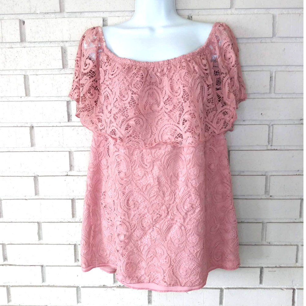 Free Kisses Mauve Lace Off Shoulder Blouse